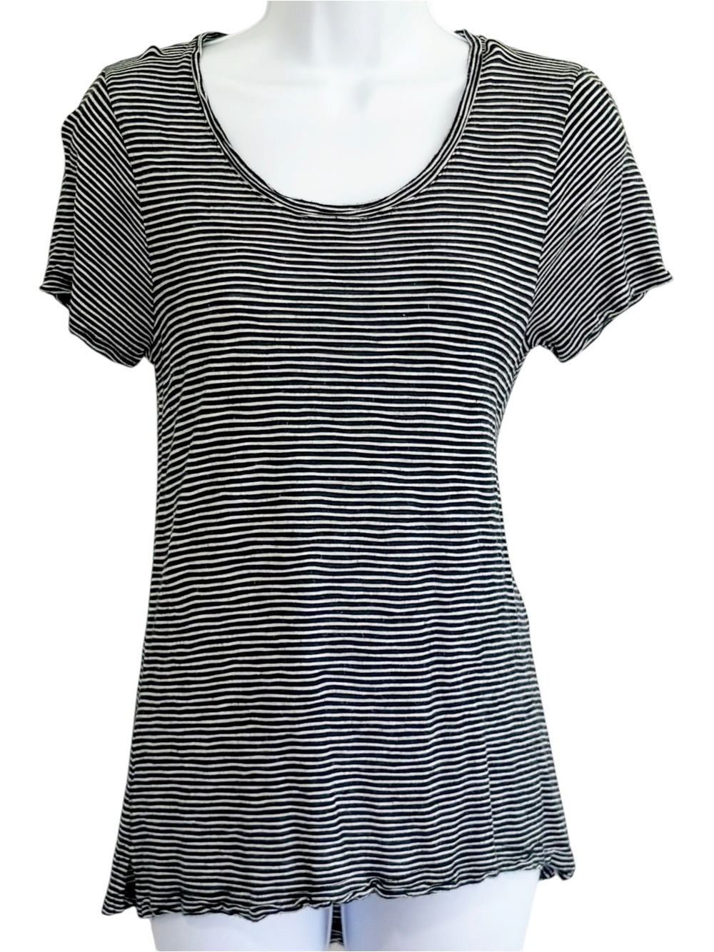 MADEWELL Black White Striped Scoop Neck Short Sleeve Tee Top Medium Flowy